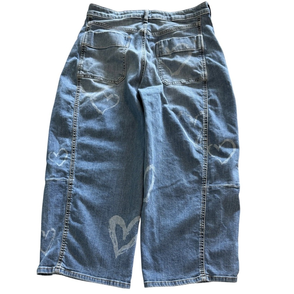 Anthropologie PILCRO Kenna Mid-Rise Heritage Barrel Denim Jeans Hearts Motif 31 - Picture 4 of 11